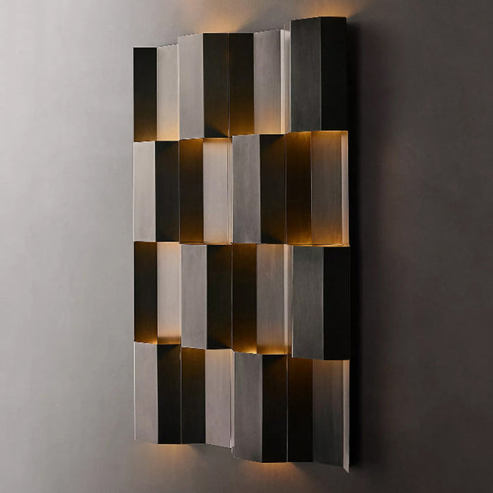 Lámpara de apliqué de pared LED rectangular de acero inoxidable, retro contemporánea e impermeable, para patio exterior 