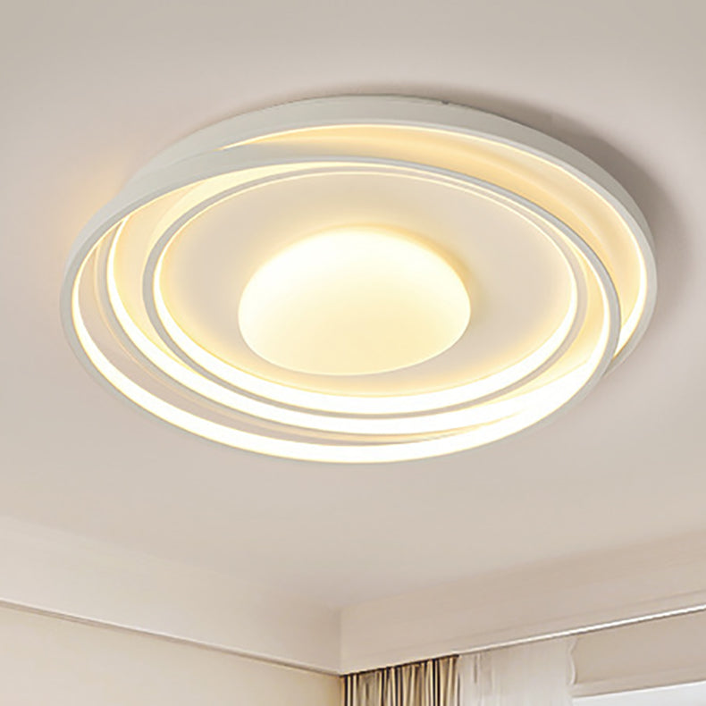 Moderne minimalistische Creme Runde Acryl Eisen LED Unterputz Deckenleuchte für Wohnzimmer 