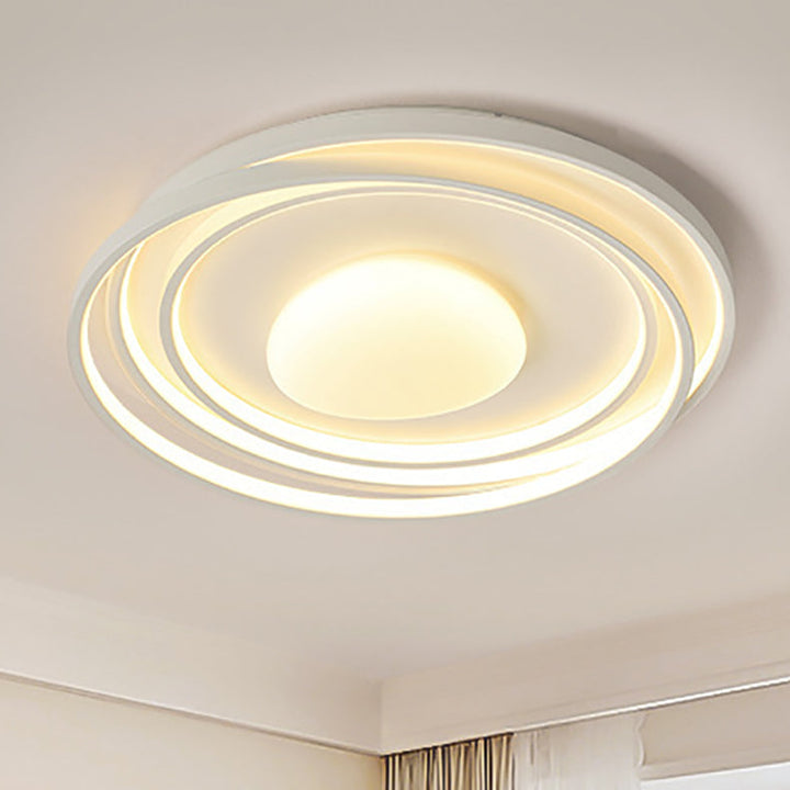 Moderne minimalistische Creme Runde Acryl Eisen LED Unterputz Deckenleuchte für Wohnzimmer 