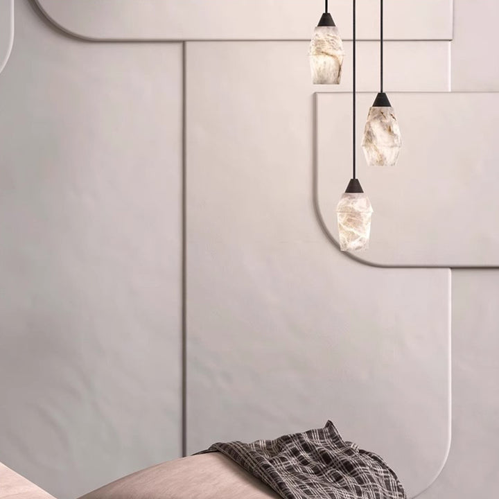 Suspension moderne minimaliste en cuivre et marbre à 1 lumière pour chambre 