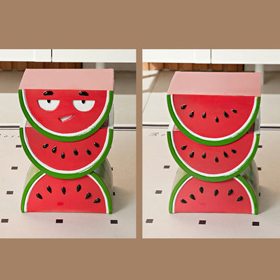 Mesa de café de resina con diseño contemporáneo de sandía amarilla y durazno para sala de estar 