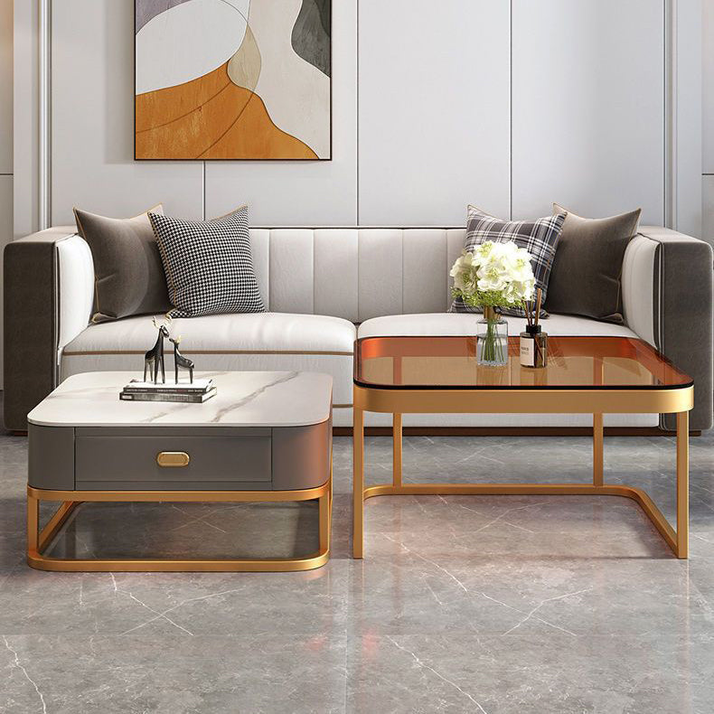 Moderner Luxus-Nesting-Couchtisch mit quadratischer Glasplatte und Sch – BulbSquare