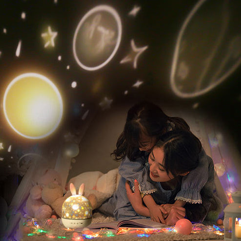 Lampe de table LED ABS ronde pour enfants créatifs contemporains avec lapin et cerf pour chambre 