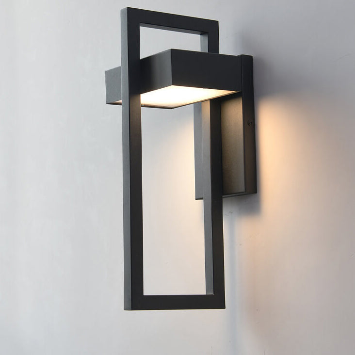 Lámpara de Aplique de Pared Impermeable LED de Acero Inoxidable con Marco Geométrico Minimalista Moderno para Patio Exterior 