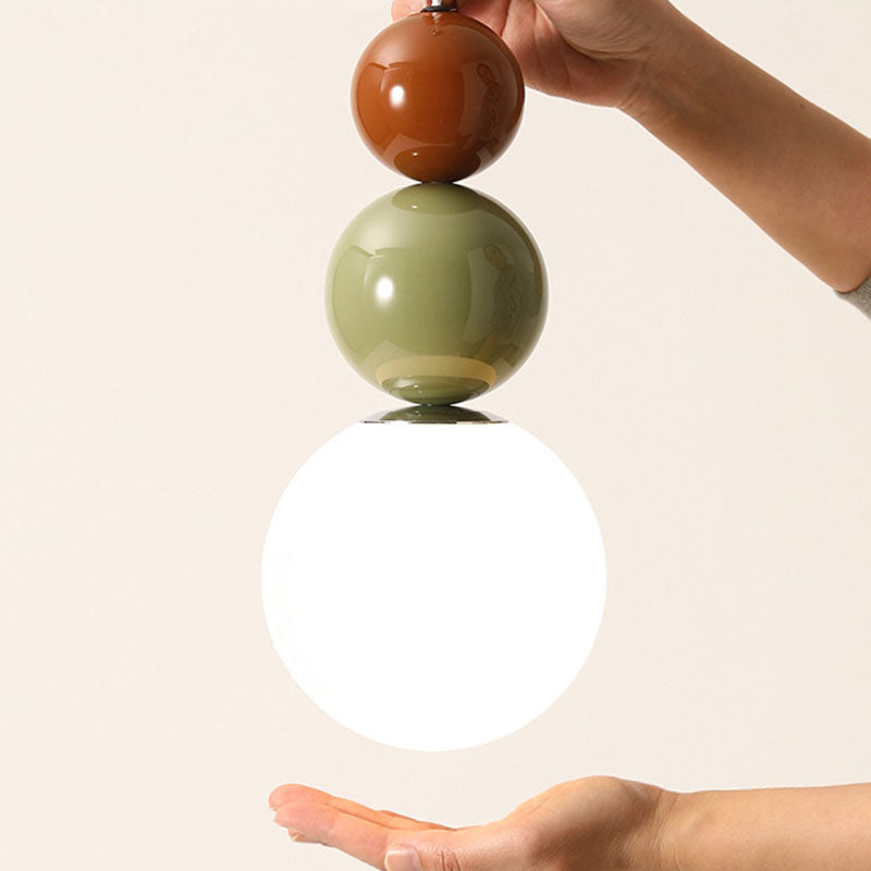 Moderne minimalistische runde Kugel Eisen Glas 1-Licht Pendelleuchte für Schlafzimmer 