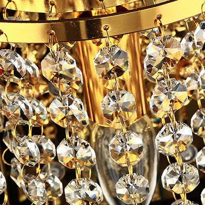 Moderne Luxus Halb Runde Achteckige Perlen Edelstahl Kristall 1-Licht Wand Leuchte Lampe Für Wohnzimmer 