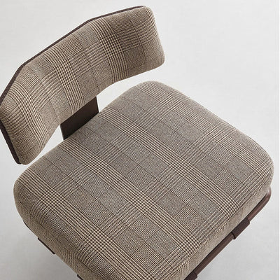 Coussin rectangulaire de luxe moderne en coton et lin avec cuir de selle et acier inoxydable Chaise d'accent avec dossier pour salon 