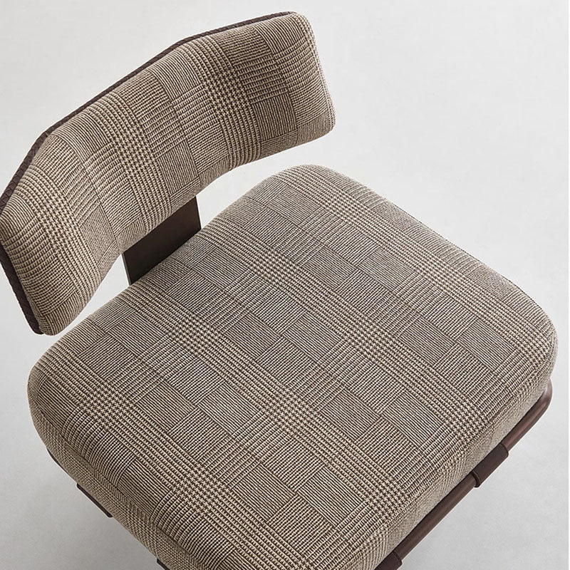 Coussin rectangulaire de luxe moderne en coton et lin avec cuir de selle et acier inoxydable Chaise d&
