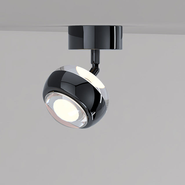 Moderner zylindrischer LED-Deckenstrahler aus Acryl, Aluminium und Eisen im minimalistischen Design, Deckenleuchte in halbbündiger Montage für das Wohnzimmer 