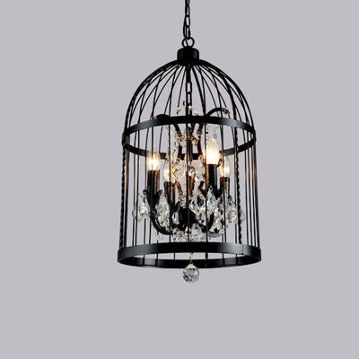 Contemporary Industrial Iron Birdcage Crystal Candelabra 4/8 Light Chandelier For Dining Room