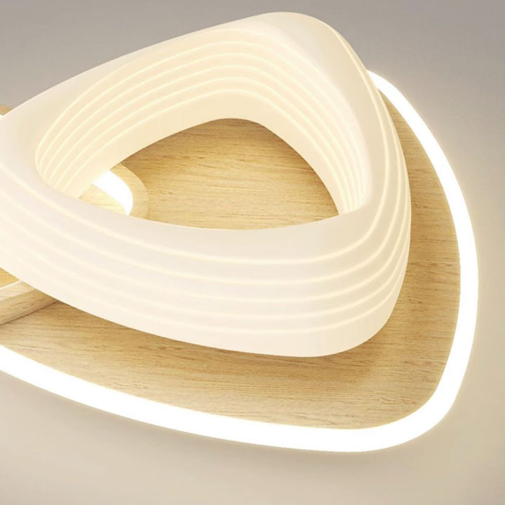 Lustre Plafonnier LED Rond en Métal Nordique Contemporain avec Motif de Fleurs et Triangle pour Chambre 