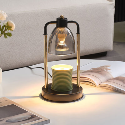 Lámpara de mesa rectangular nórdica contemporánea de hierro y vidrio cónico de 1 luz con cera derretida para dormitorio 