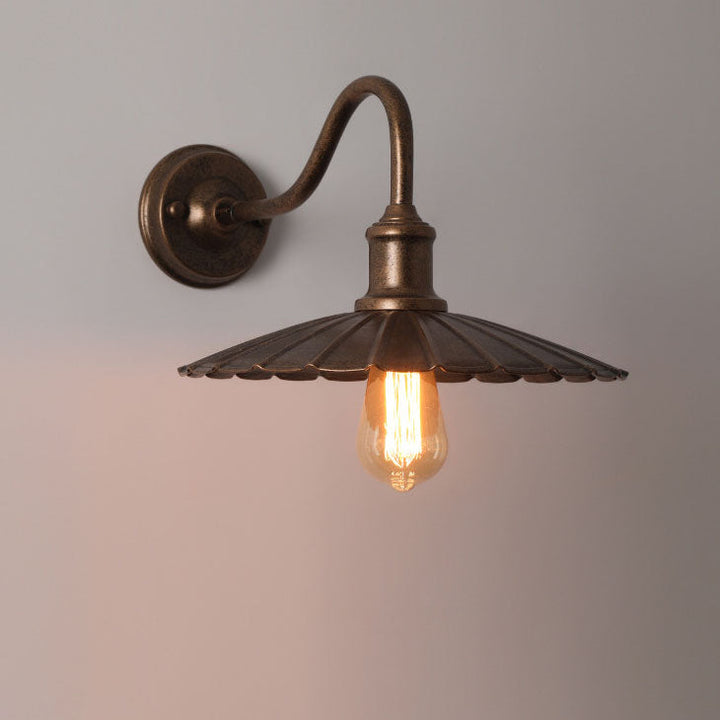 Modern Minimalist Waterproof Round Pleated Petal Iron 1-Light Wall Sconce Lamp For Outdoor Patio