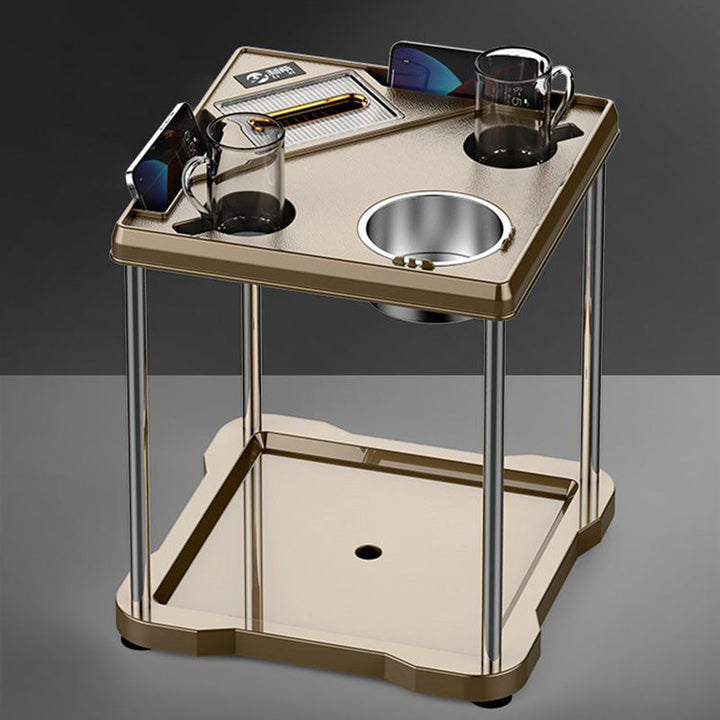 Contemporary Creative Square Tabletop ABS Stainless Steel Coffee Table 3-Tray For Living Room