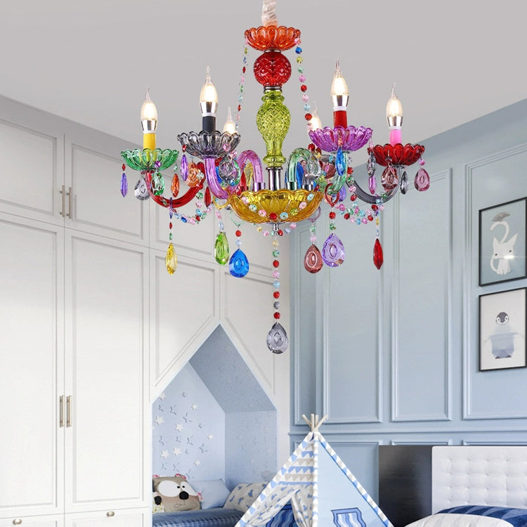 Lustre moderne de luxe en fer et verre avec cristaux à 6/8 lumières pour salle à manger 