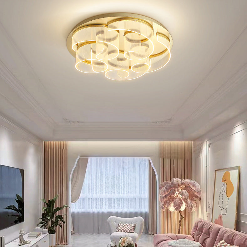 مصباح سقف LED بتصميم دائري مموج من الفولاذ المقاوم للصدأ الأكريليك الفاخر الحديث لغرفة المعيشة 