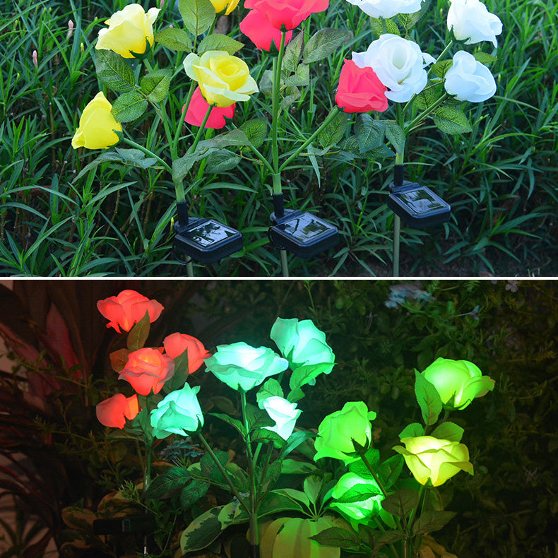 Lumière de paysage LED en acier inoxydable ABS rose étanche solaire créative contemporaine pour jardin 