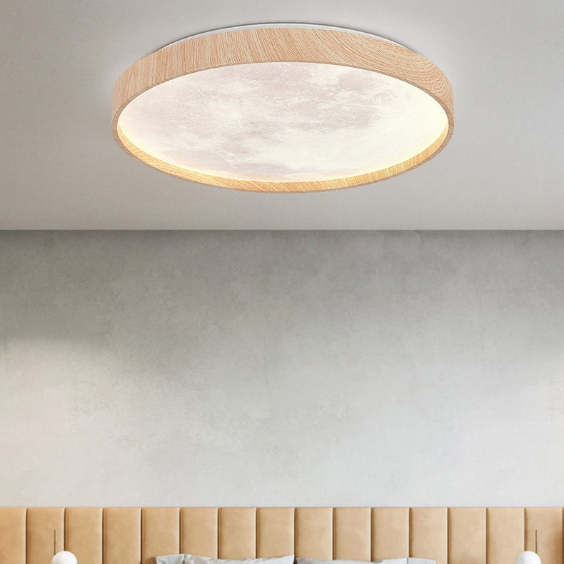 Zeitgenössische skandinavische Eisen-Plastikrunde Mond-LED-Unterputz-Deckenleuchte für Wohnzimmer 