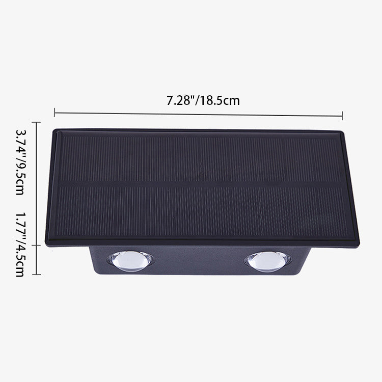 Applique Murale Extérieure Moderne Minimaliste Solaire Étanche Rectangle ABS LED Pour Jardin 