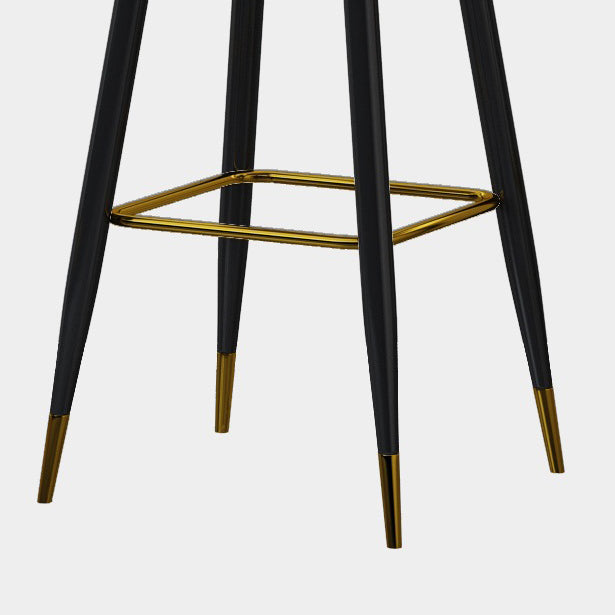 Modern Minimalist Square Wave Faux Leather Iron Bar Stool Armrest Backrest For Dining Room