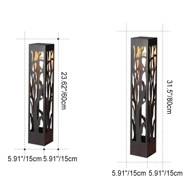 Modern Minimalist Stainless Steel Hollow Square Column LED Lawn Garden Landscape Light For Outdoor