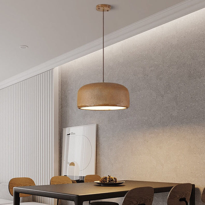 Lámpara Colgante de 1 Luz con Cúpula de Resina de Textura Mate Minimalista Japonesa 