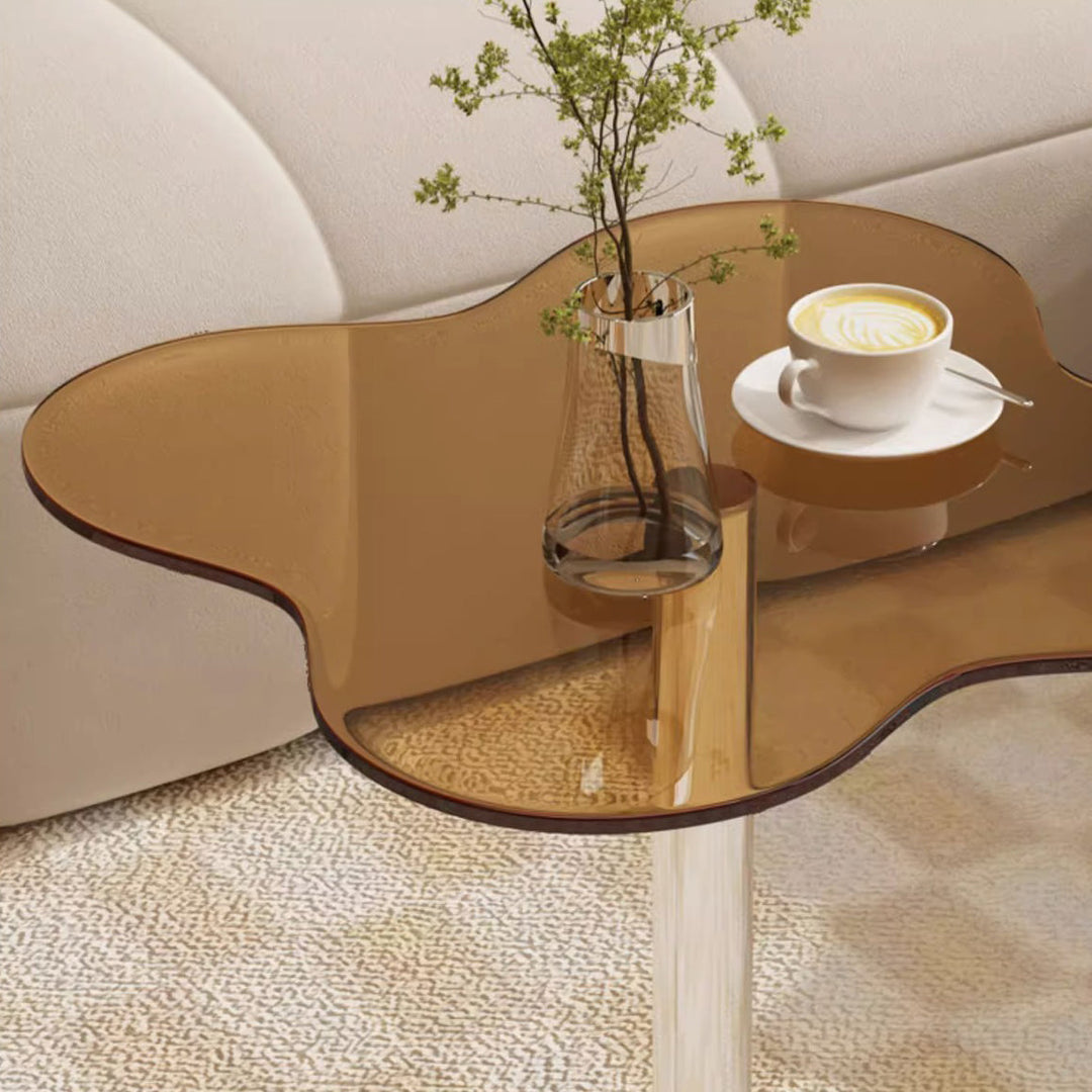 Modern Minimalist Cylinder Petal MDF Glass Stainless Steel Coffee Table For Living Room