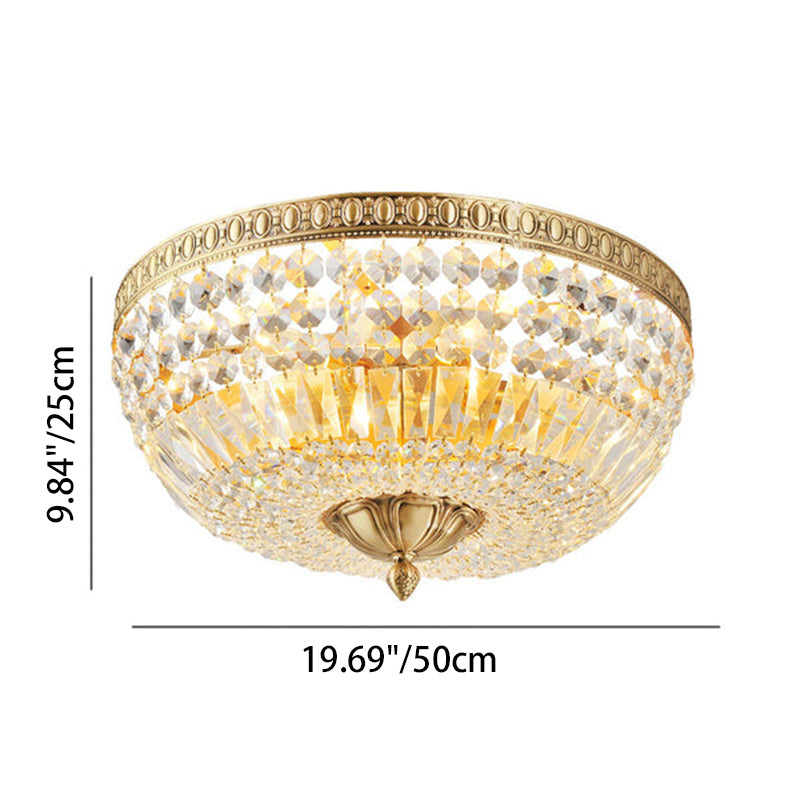 Plafonnier encastré rond en cristal vintage français à 3/5/9 lumières 