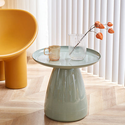 Mesa de café contemporánea creativa redonda de cono de plástico PET para sala de estar 