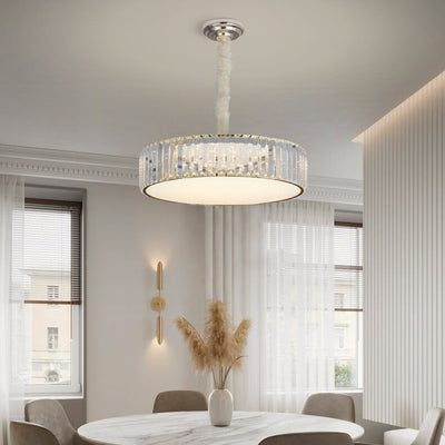 Nordic Light Luxury Crystal Glass Round Drum 2-Light Chandelier