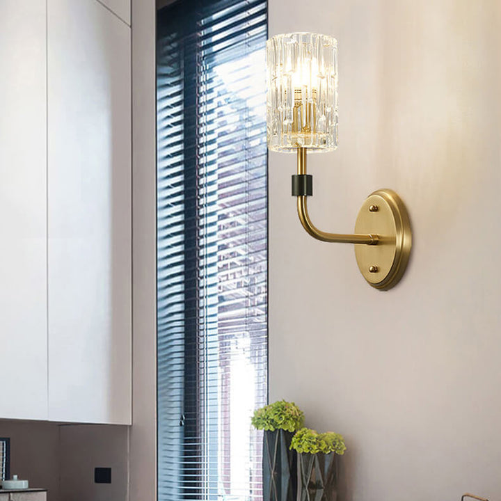 Modern Luxury Glass Cup Copper 1/2 Light Wall Sconce Lamp For Bedroom