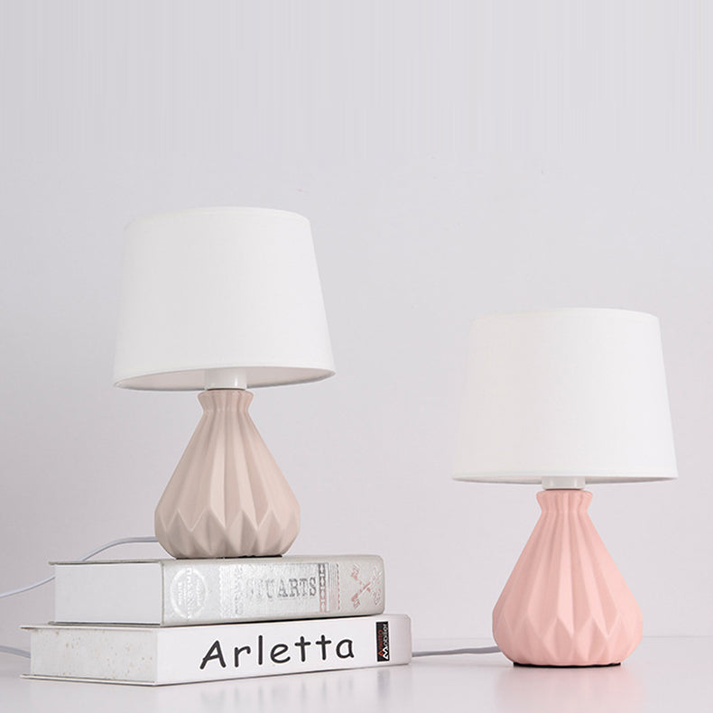 Lámpara de Mesa de 1 Luz de Cerámica Cónica Cilíndrica Minimalista Moderna para Dormitorio 