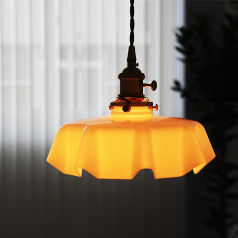 Lámpara colgante de 1 luz con forma de flor de vidrio tradicional francesa para sala de estar 