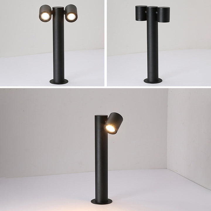 Lumière de jardin extérieure LED en aluminium avec cylindre rond rotatif minimaliste moderne en verre trempé 