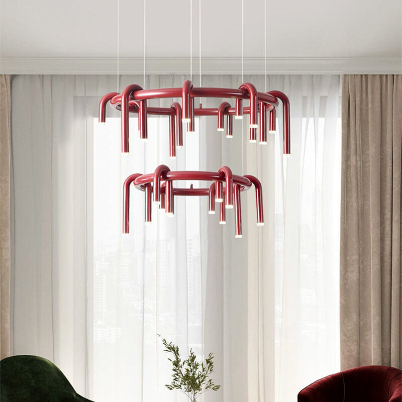 Combinaison de lignes géométriques en fer moderne du milieu du siècle, lustre LED pour salon 
