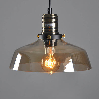 Industrial Simple Personalized Transparent Glass Bowl 1-Light Pendant Light
