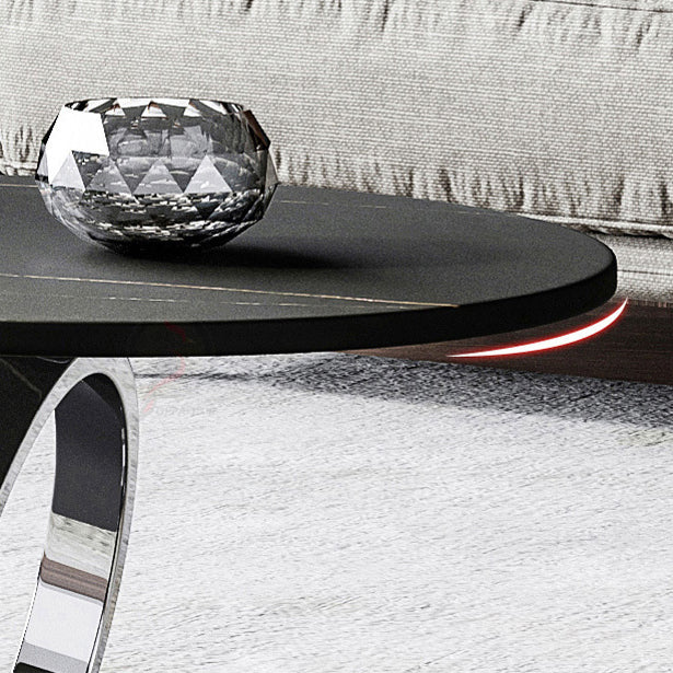 Table basse contemporaine ronde en acier inoxydable nordique à 2 étagères pour salon 
