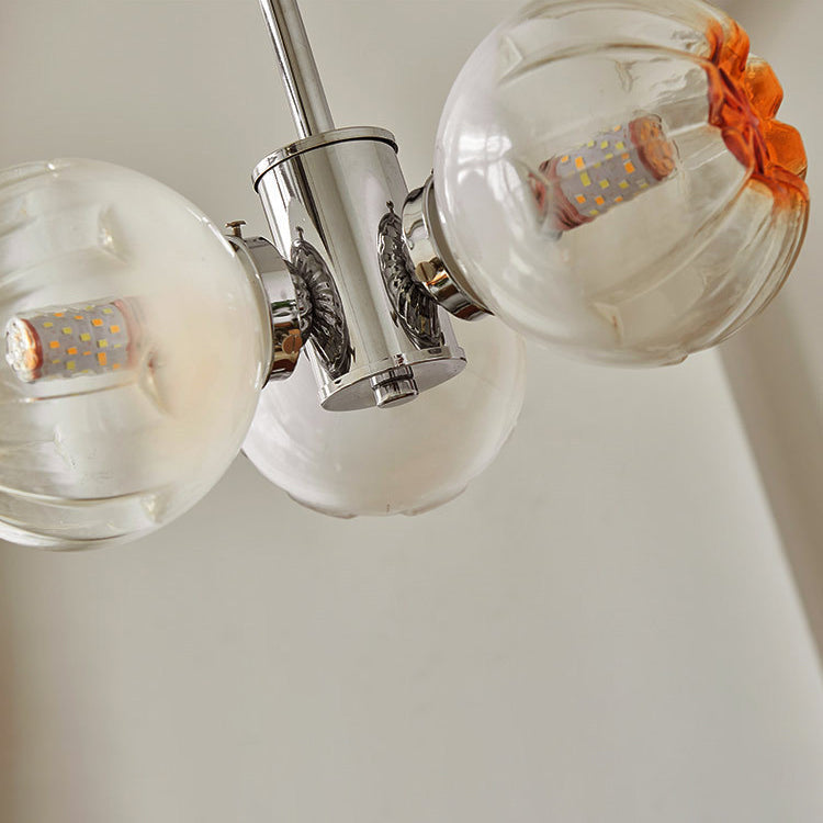 Zeitgenössischer Vintage Bud Metall Glas 3/4 Licht Kronleuchter für Wohnzimmer 