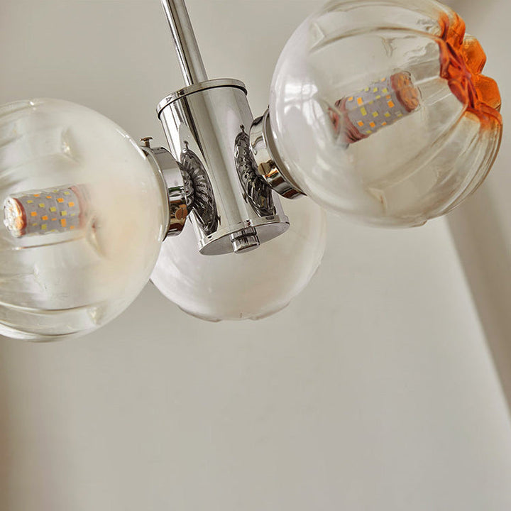 Zeitgenössischer Vintage Bud Metall Glas 3/4 Licht Kronleuchter für Wohnzimmer 