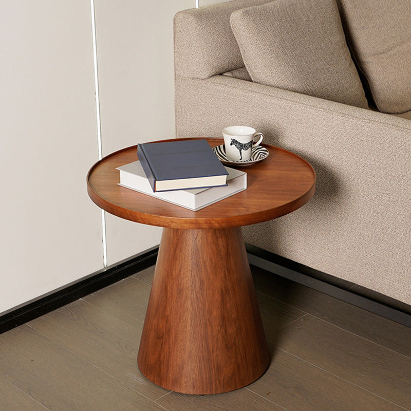 Moderner minimalistischer runder Couchtisch aus Massivholz und Sperrholz für das Wohnzimmer 