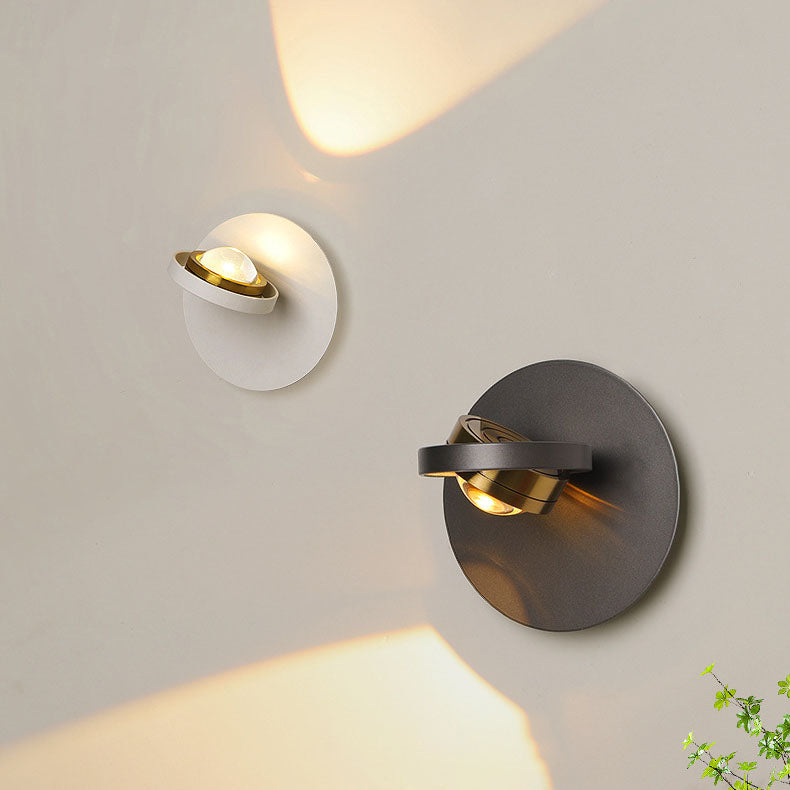 Modern Minimalist Round Rectangle Iron Aluminum Rotatable LED Wall Sconce Lamp For Bedroom