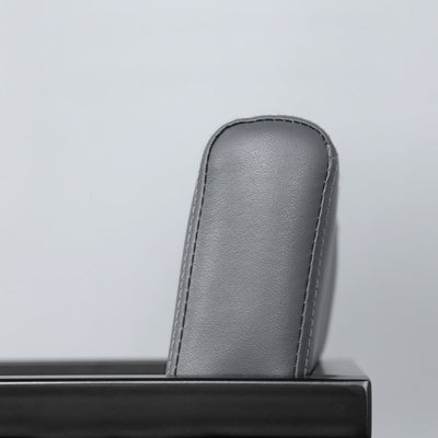 Moderner minimalistischer quadratischer PU-Leder Edelstahl-Schreibtischstuhl mit Rückenlehne und Armlehne für das Home Office 