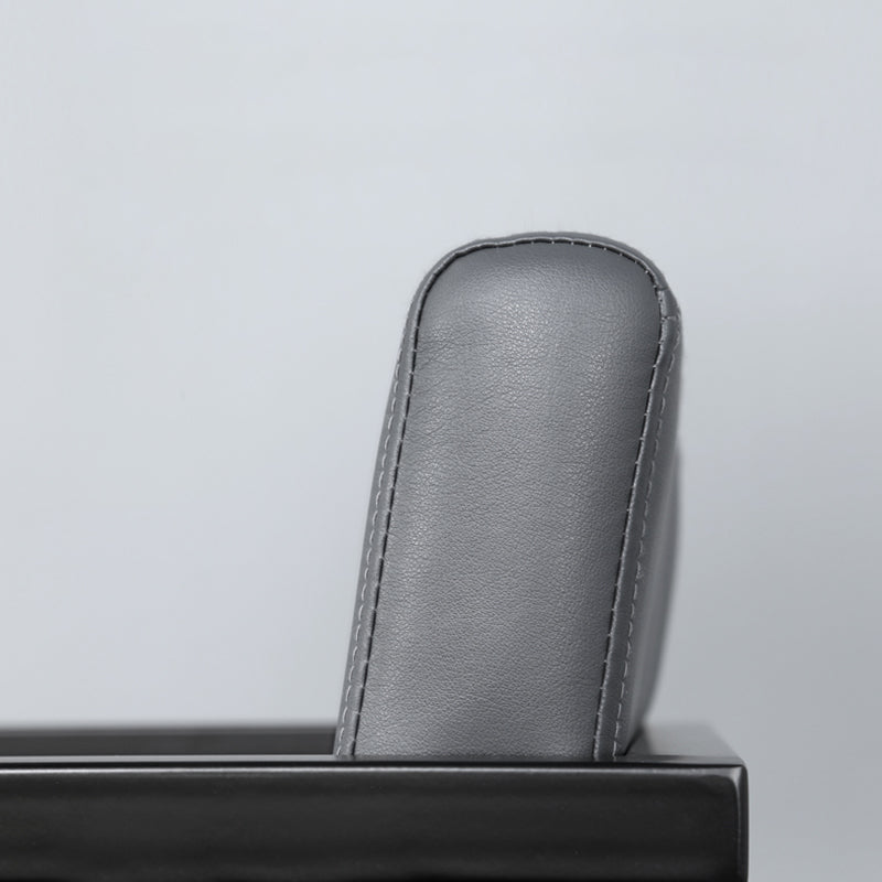 Moderner minimalistischer quadratischer PU-Leder Edelstahl-Schreibtischstuhl mit Rückenlehne und Armlehne für das Home Office 