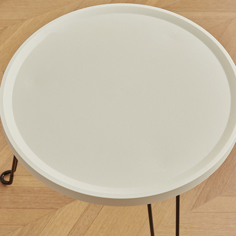 Table basse moderne minimaliste ronde en acier au carbone PP pliable pour salon 