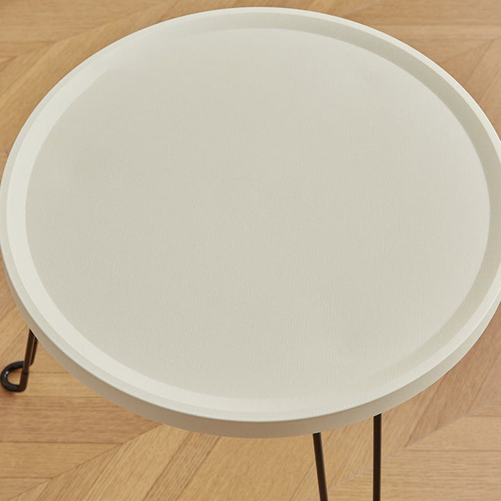 Table basse moderne minimaliste ronde en acier au carbone PP pliable pour salon 