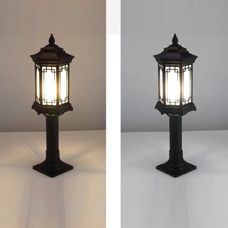 Luz de jardín para exteriores LED de cilindro de vidrio de aluminio solar impermeable tradicional china 