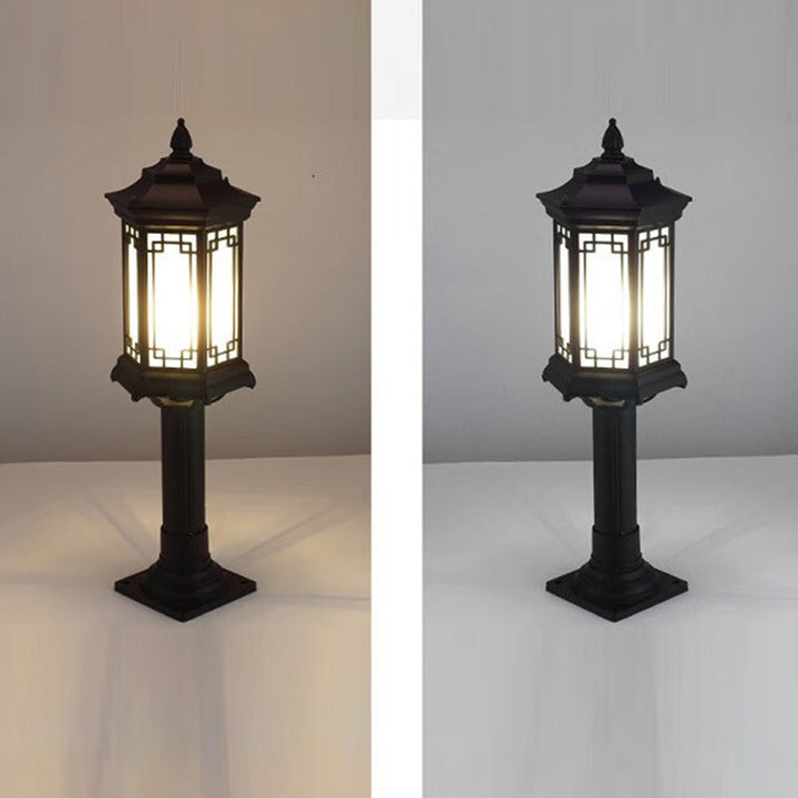 Luz de jardín para exteriores LED de cilindro de vidrio de aluminio solar impermeable tradicional china 