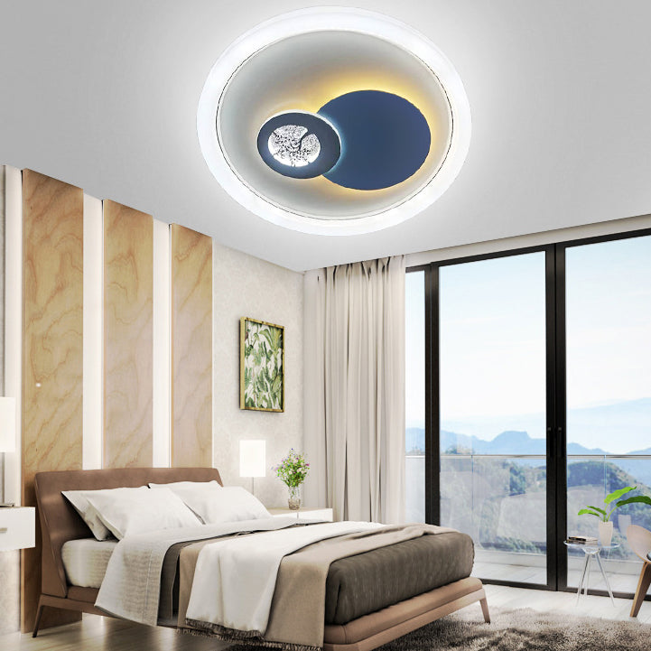 Modern Minimalist Round Gourd Acrylic PC LED Flush Mount Ceiling Light For Bedroom