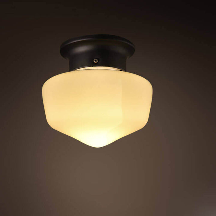 Modern Minimalist Glass Sphere 1-Light Semi-Flush Mount Ceiling Light
