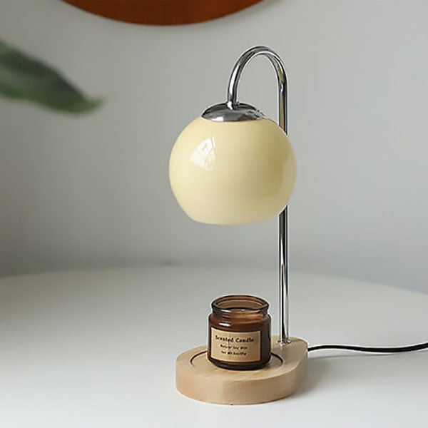 Modern Simple Solid Wood Candle Spherical 1-Light Melting Wax Table Lamp